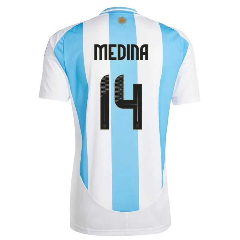 Danxen Niño Camiseta Argentina Facundo Medina #14 Blanco Azul 1ª Equipación 24-26 La Camisa México