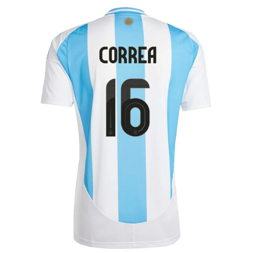Danxen Niño Camiseta Argentina Angel Correa #16 Blanco Azul 1ª Equipación 24-26 La Camisa México