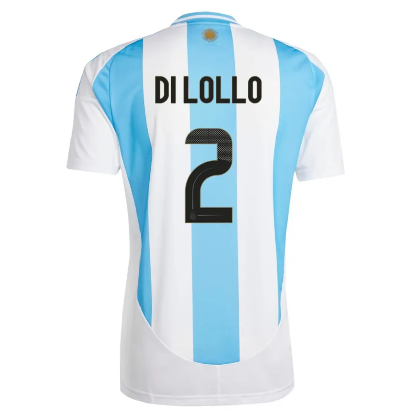 Danxen Niño Camiseta Argentina Lautaro Di Lollo #2 Blanco Azul 1ª Equipación 24-26 La Camisa México