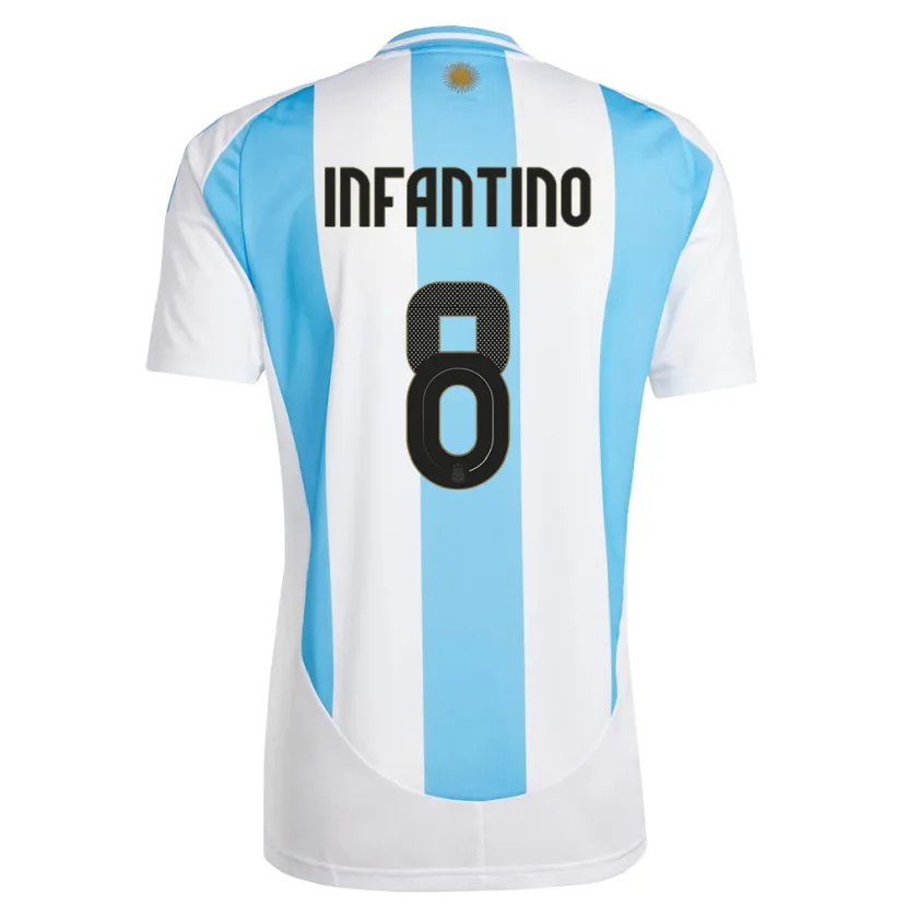 Danxen Niño Camiseta Argentina Gino Infantino #8 Blanco Azul 1ª Equipación 24-26 La Camisa México