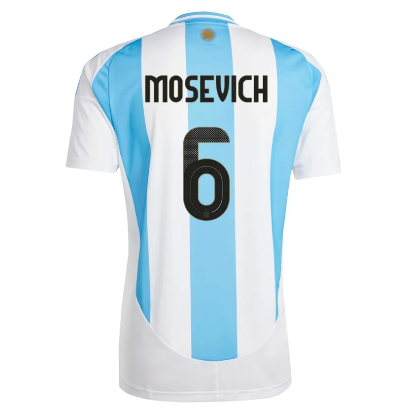 Danxen Niño Camiseta Argentina Leonel Mosevich #6 Blanco Azul 1ª Equipación 24-26 La Camisa México