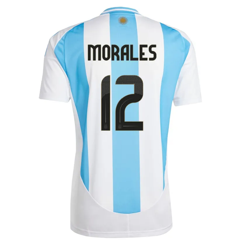 Danxen Niño Camiseta Argentina Lautaro Morales #12 Blanco Azul 1ª Equipación 24-26 La Camisa México