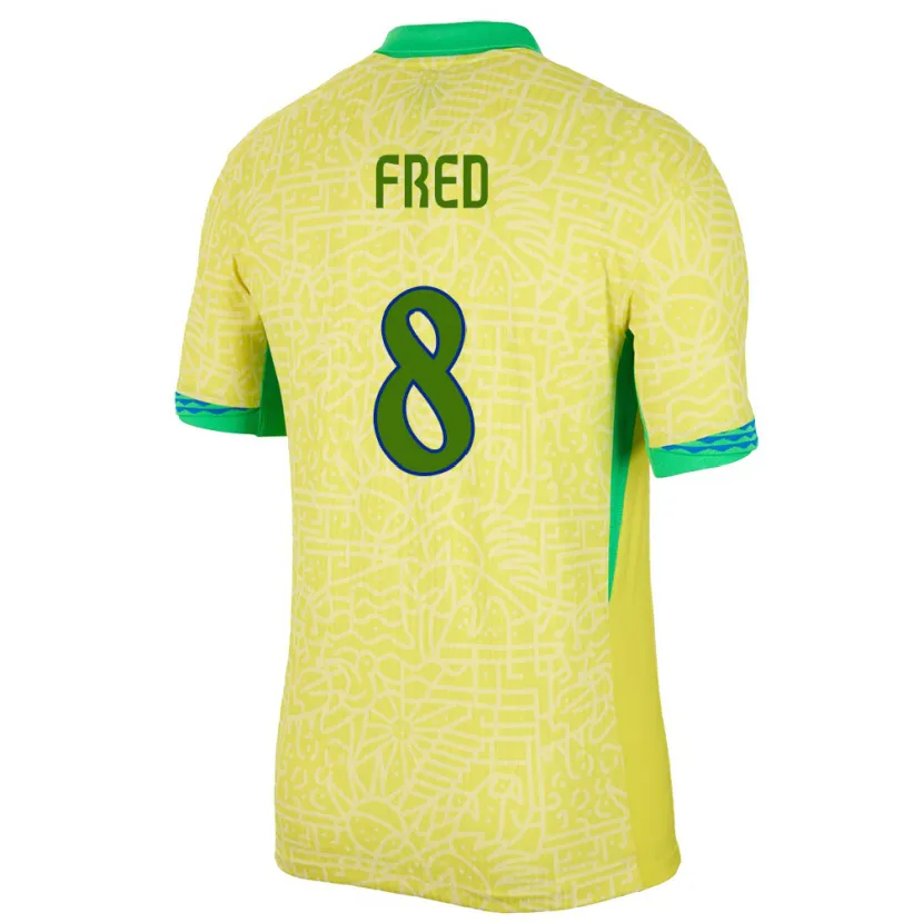 Danxen Niño Camiseta Brasil Fred #8 Amarillo 1ª Equipación 24-26 La Camisa México