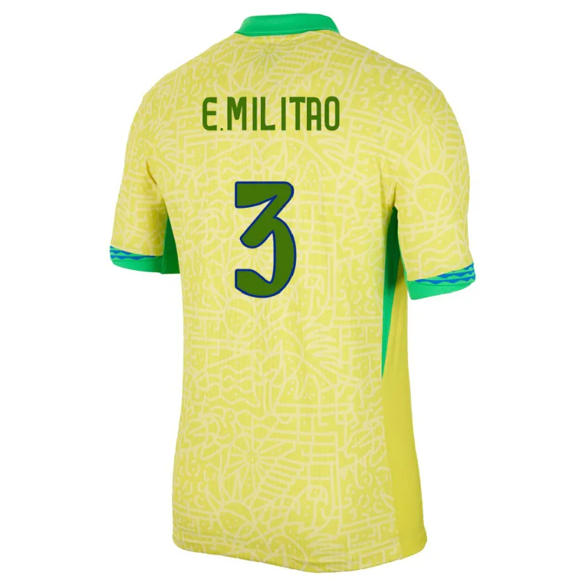 Danxen Niño Camiseta Brasil Eder Militao #3 Amarillo 1ª Equipación 24-26 La Camisa México