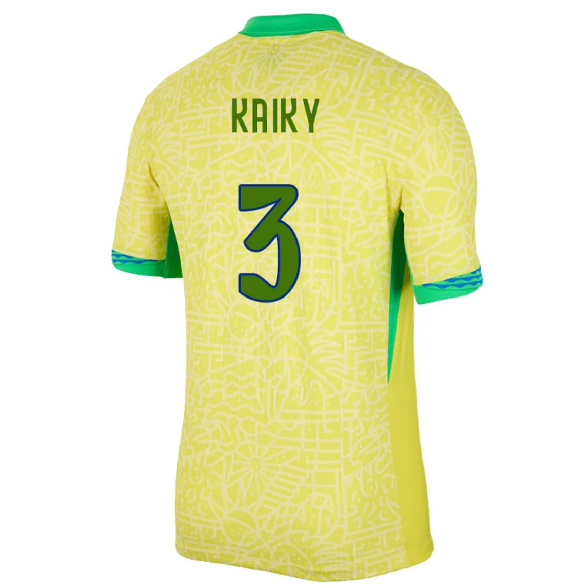 Danxen Niño Camiseta Brasil Kaiky #3 Amarillo 1ª Equipación 24-26 La Camisa México