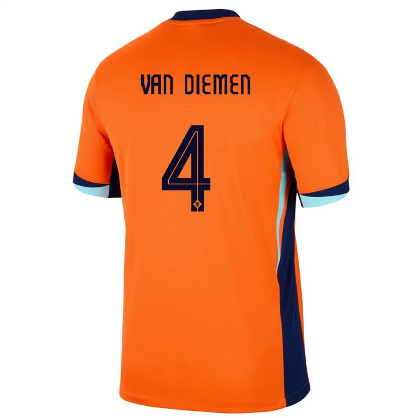 Danxen Niño Camiseta Países Bajos Samantha Van Diemen #4 Naranja 1ª Equipación 24-26 La Camisa México