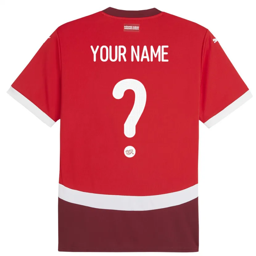 Danxen Niño Camiseta Suiza Su Nombre #0 Rojo 1ª Equipación 24-26 La Camisa México