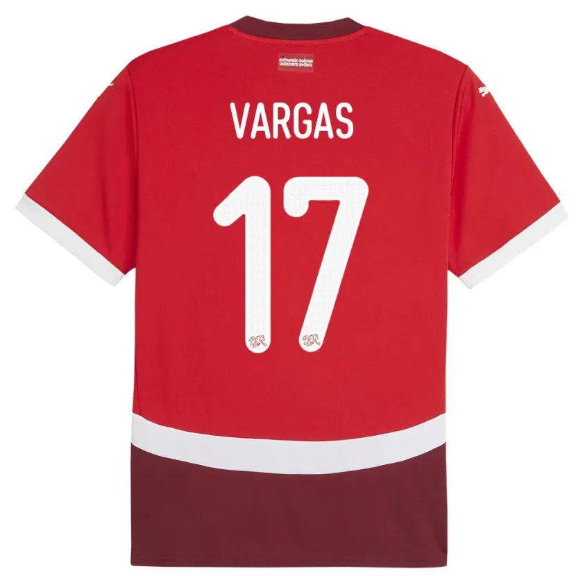 Danxen Niño Camiseta Suiza Ruben Vargas #17 Rojo 1ª Equipación 24-26 La Camisa México