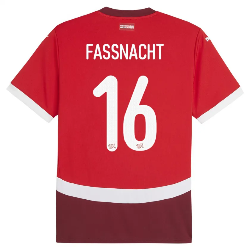 Danxen Niño Camiseta Suiza Christian Fassnacht #16 Rojo 1ª Equipación 24-26 La Camisa México