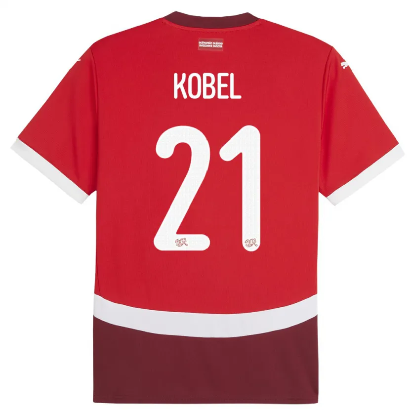 Danxen Niño Camiseta Suiza Gregor Kobel #21 Rojo 1ª Equipación 24-26 La Camisa México