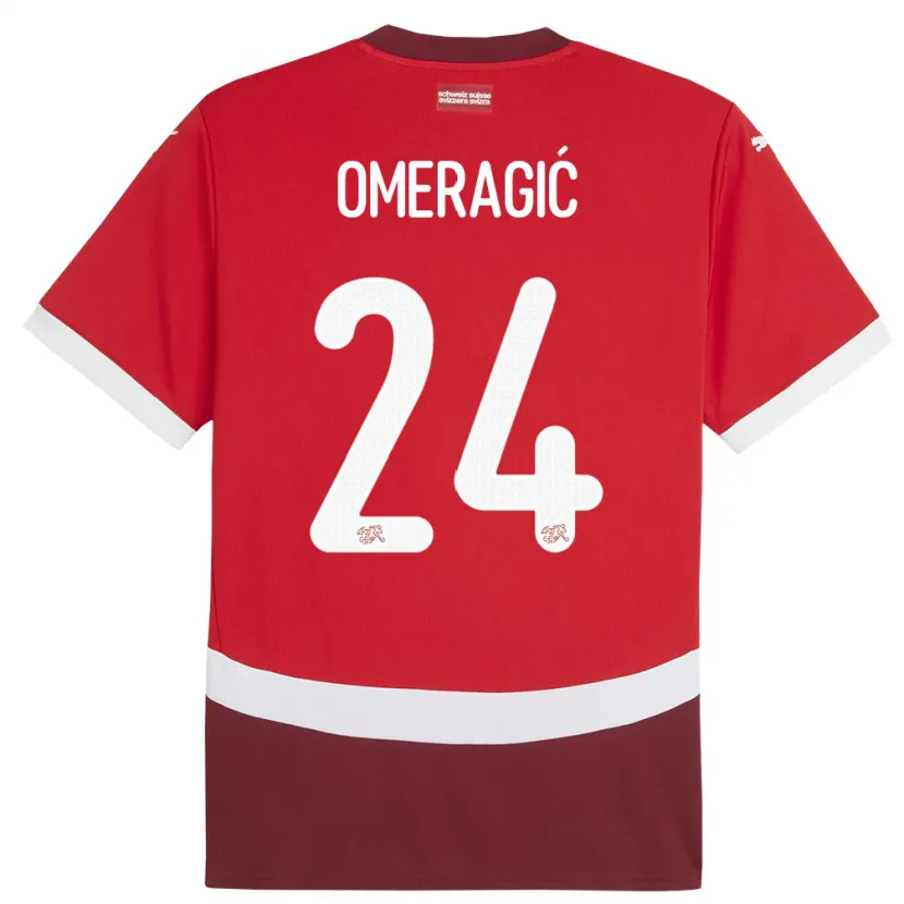 Danxen Niño Camiseta Suiza Becir Omeragic #24 Rojo 1ª Equipación 24-26 La Camisa México