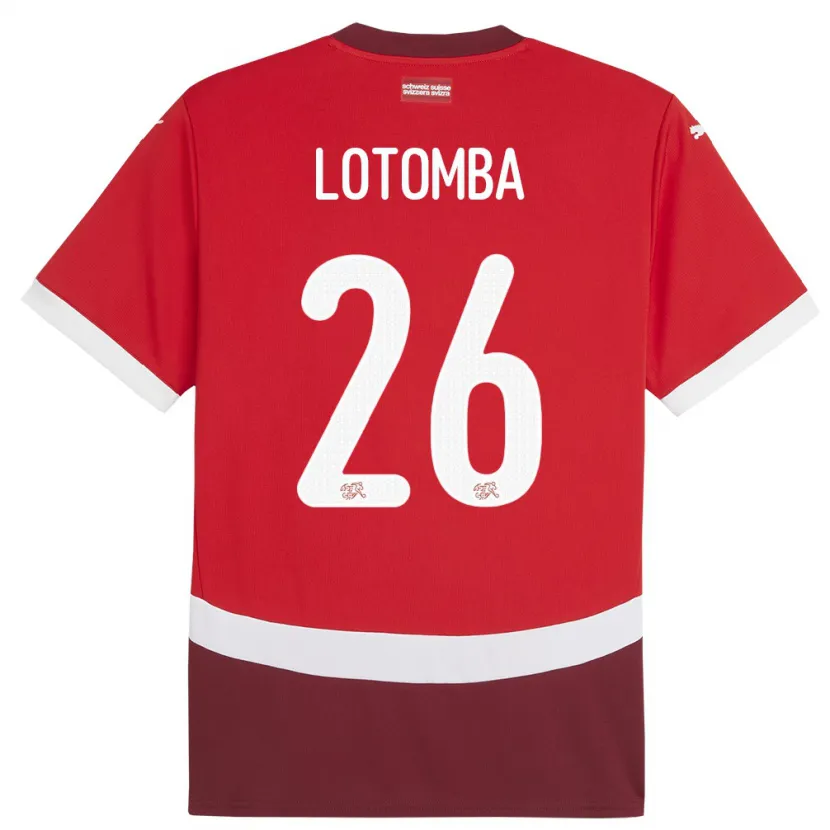 Danxen Niño Camiseta Suiza Jordan Lotomba #26 Rojo 1ª Equipación 24-26 La Camisa México