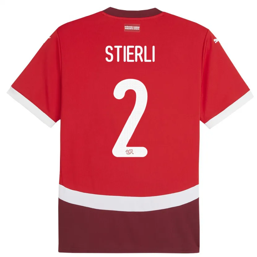 Danxen Niño Camiseta Suiza Julia Stierli #2 Rojo 1ª Equipación 24-26 La Camisa México