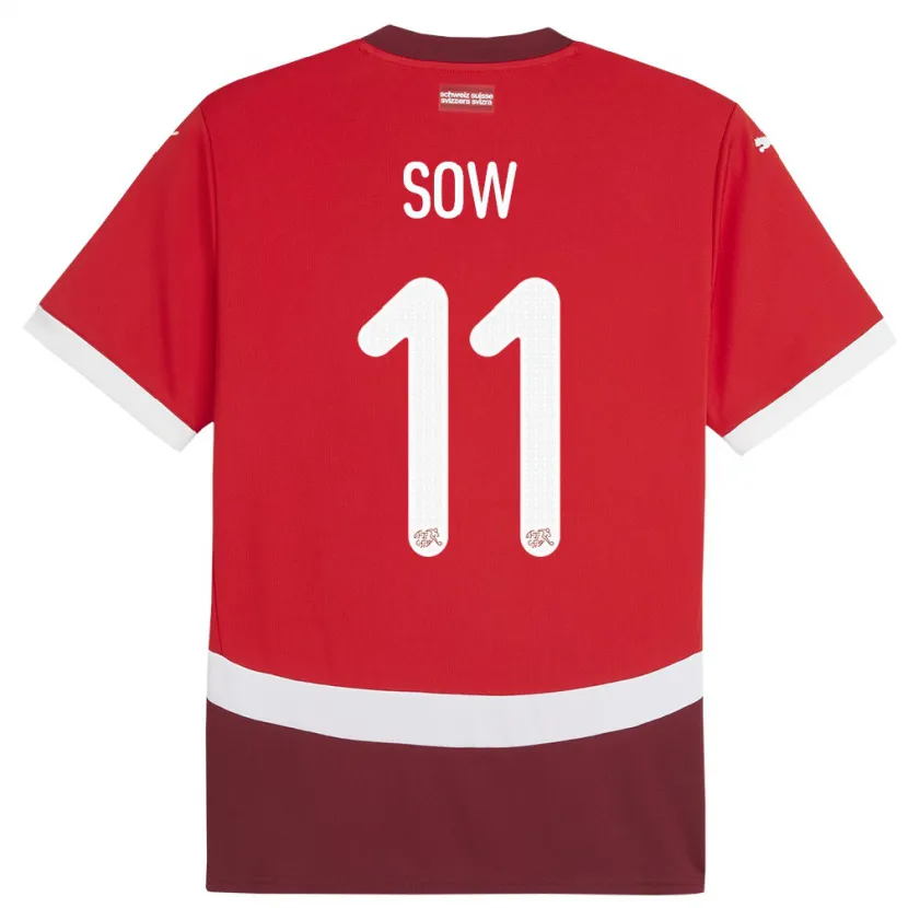 Danxen Niño Camiseta Suiza Coumba Sow #11 Rojo 1ª Equipación 24-26 La Camisa México