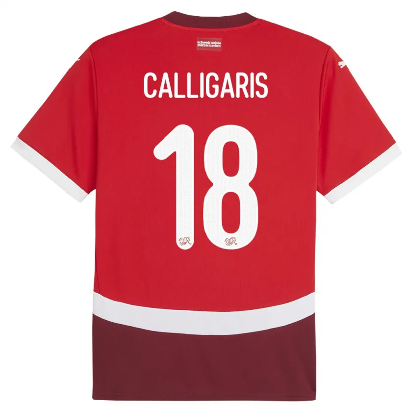 Danxen Niño Camiseta Suiza Viola Calligaris #18 Rojo 1ª Equipación 24-26 La Camisa México