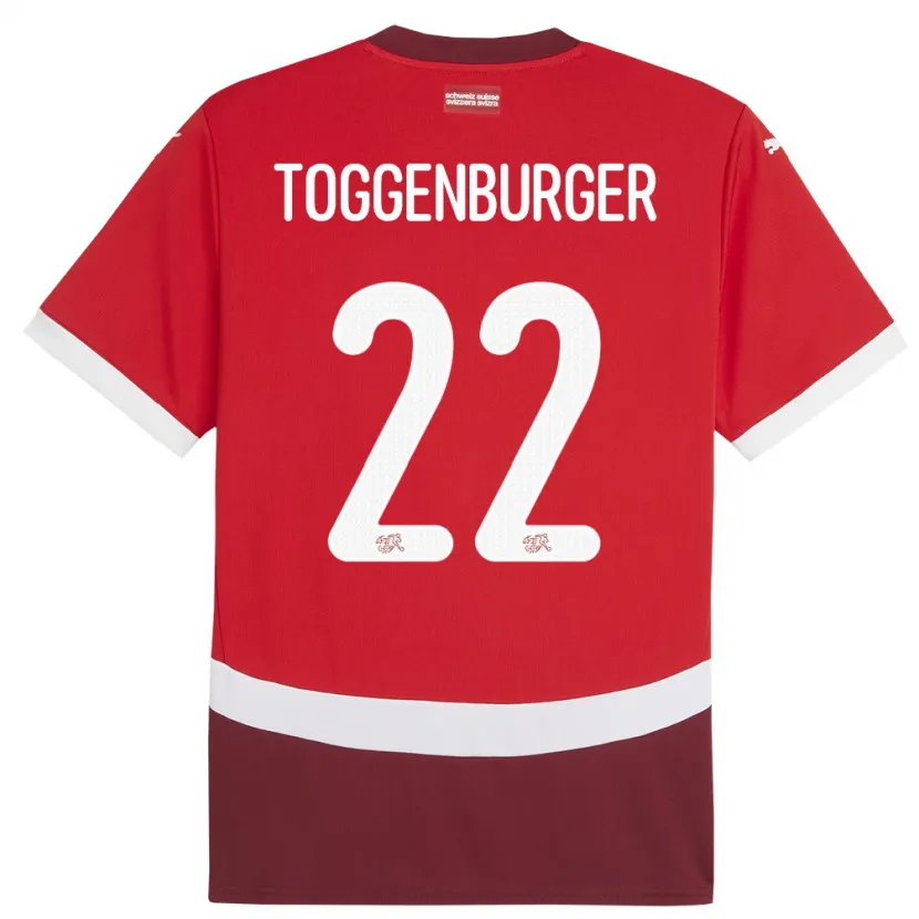 Danxen Niño Camiseta Suiza Nando Toggenburger #22 Rojo 1ª Equipación 24-26 La Camisa México
