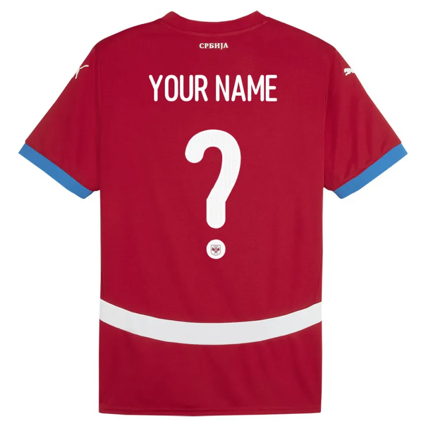 Danxen Niño Camiseta Serbia Su Nombre #0 Rojo 1ª Equipación 24-26 La Camisa México