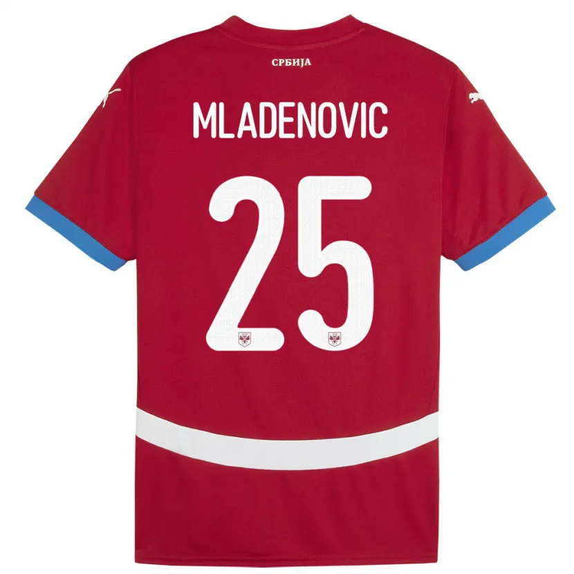 Danxen Niño Camiseta Serbia Filip Mladenovic #25 Rojo 1ª Equipación 24-26 La Camisa México