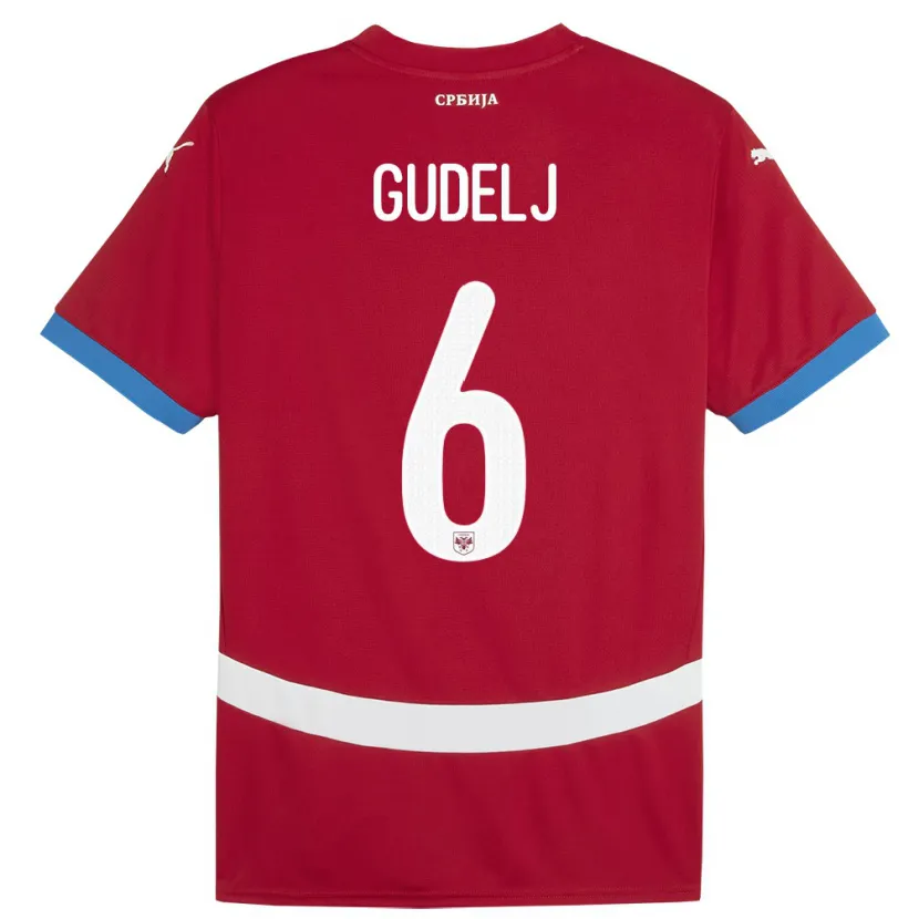 Danxen Niño Camiseta Serbia Nemanja Gudelj #6 Rojo 1ª Equipación 24-26 La Camisa México