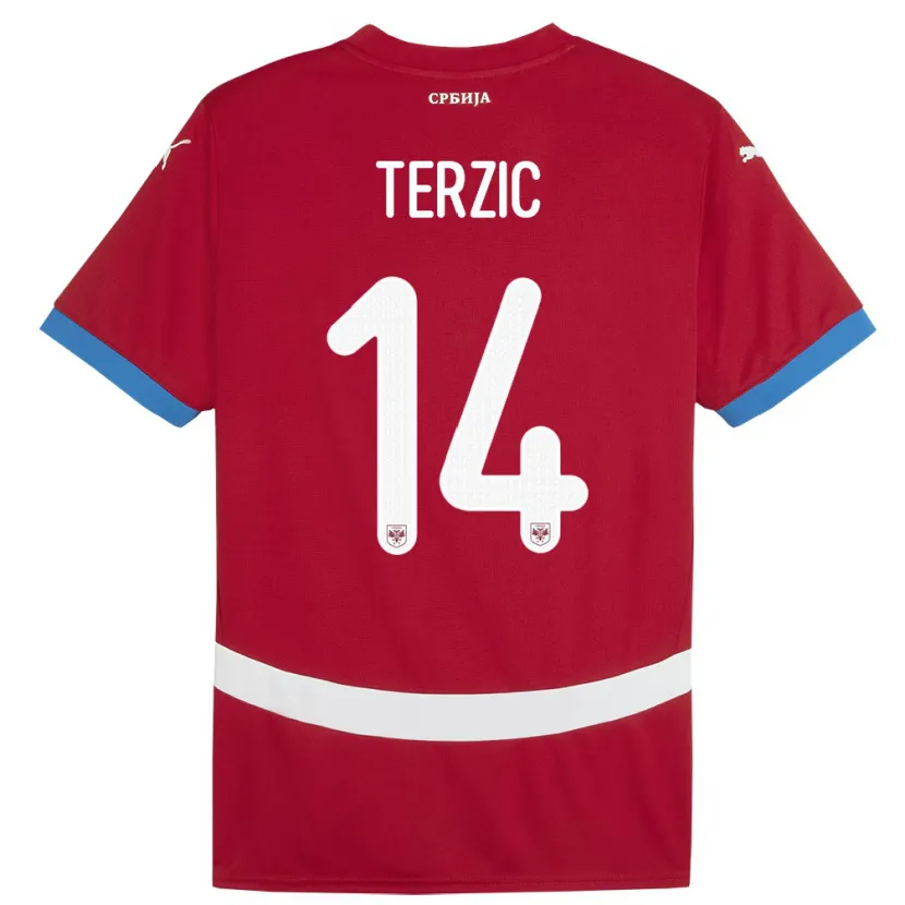 Danxen Niño Camiseta Serbia Aleksa Terzic #14 Rojo 1ª Equipación 24-26 La Camisa México