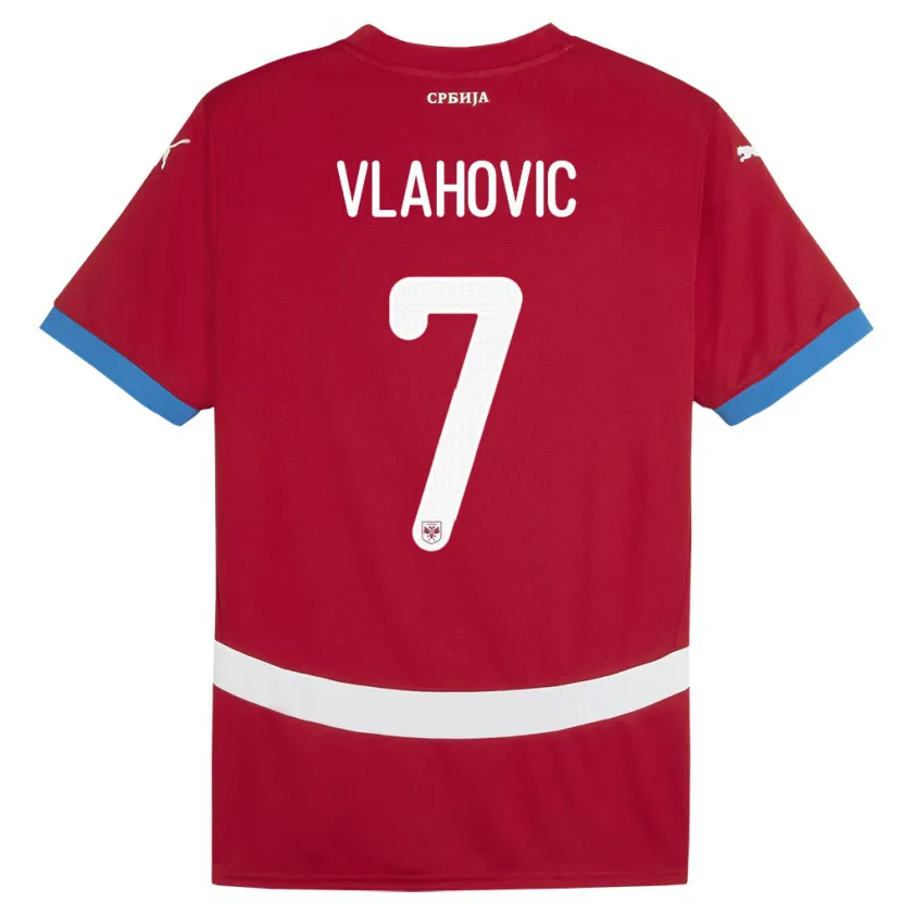 Danxen Niño Camiseta Serbia Dusan Vlahovic #7 Rojo 1ª Equipación 24-26 La Camisa México