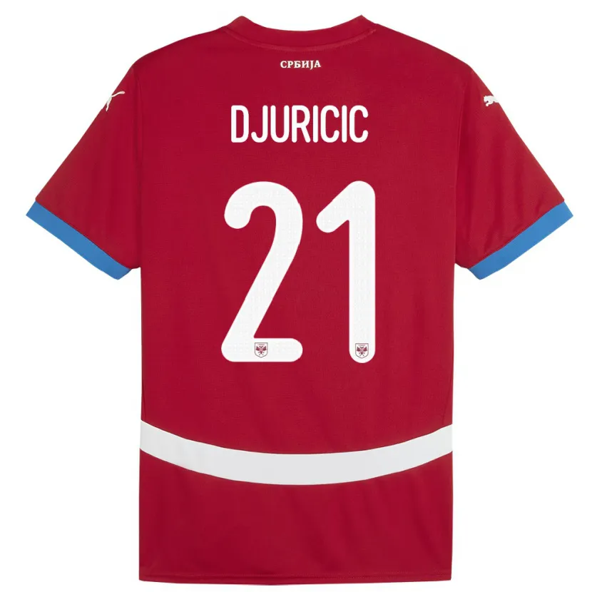 Danxen Niño Camiseta Serbia Filip Djuricic #21 Rojo 1ª Equipación 24-26 La Camisa México