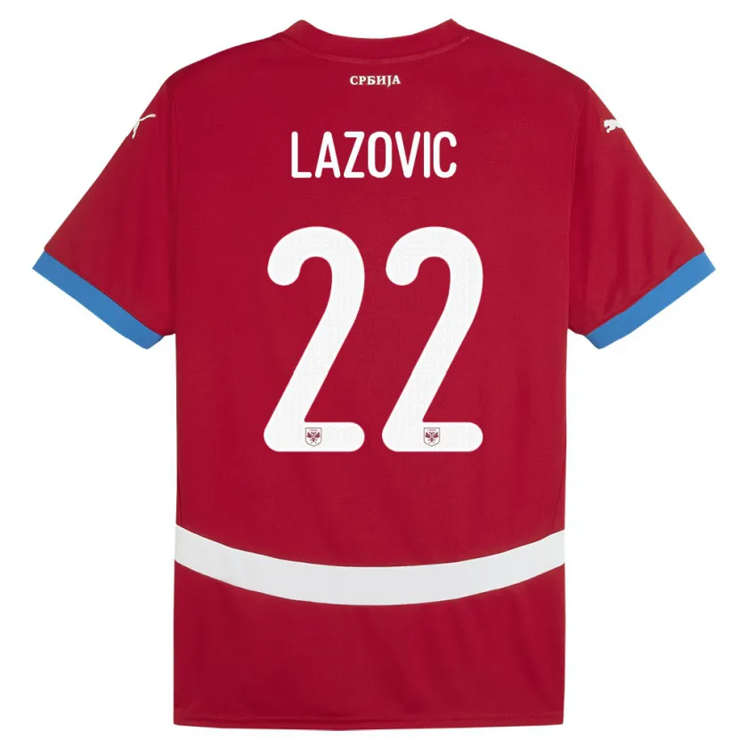 Danxen Niño Camiseta Serbia Darko Lazovic #22 Rojo 1ª Equipación 24-26 La Camisa México