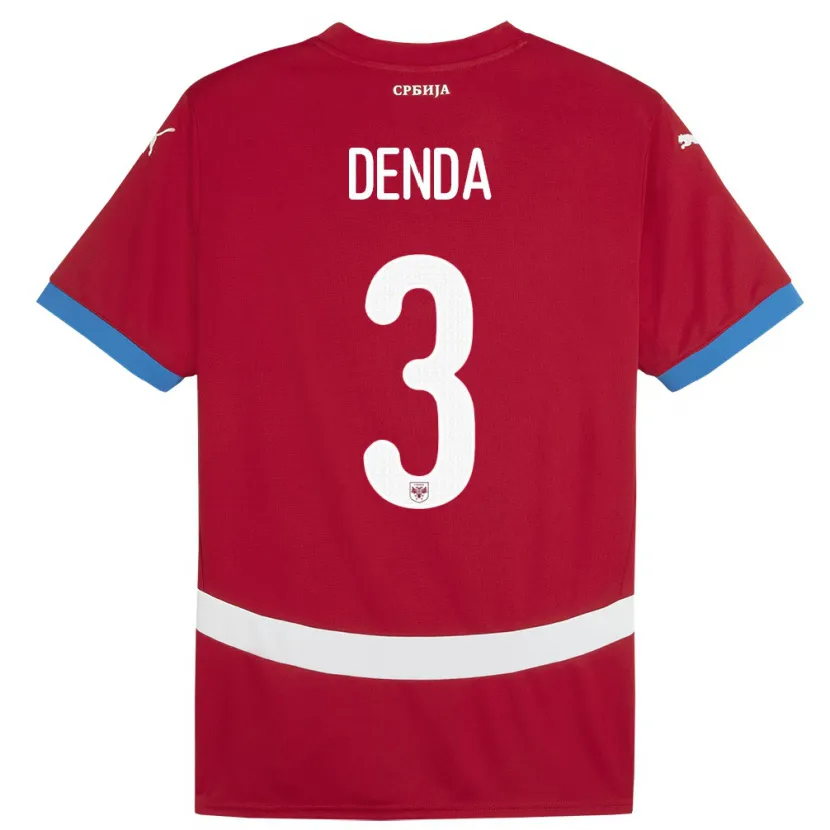 Danxen Niño Camiseta Serbia Milica Denda #3 Rojo 1ª Equipación 24-26 La Camisa México