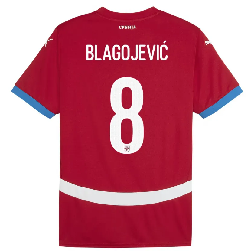 Danxen Niño Camiseta Serbia Dina Blagojevic #8 Rojo 1ª Equipación 24-26 La Camisa México