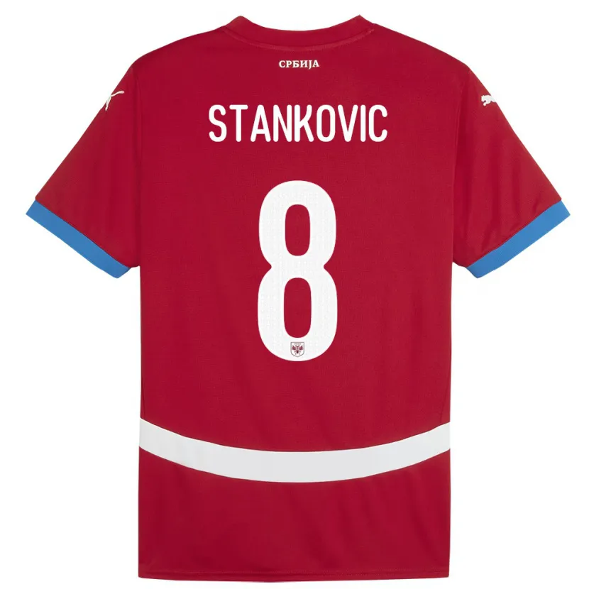 Danxen Niño Camiseta Serbia Nikola Stankovic #8 Rojo 1ª Equipación 24-26 La Camisa México