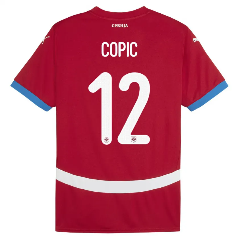 Danxen Niño Camiseta Serbia Marko Copic #12 Rojo 1ª Equipación 24-26 La Camisa México