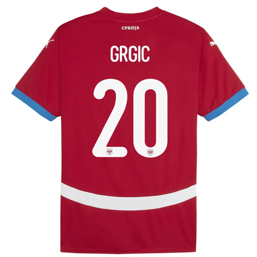 Danxen Niño Camiseta Serbia Dario Grgic #20 Rojo 1ª Equipación 24-26 La Camisa México