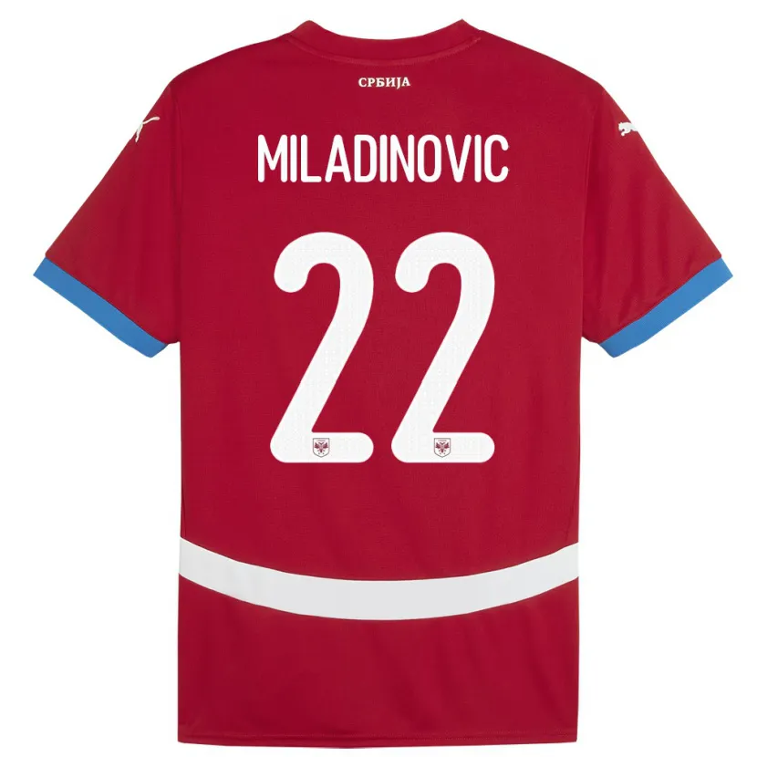Danxen Niño Camiseta Serbia Igor Miladinovic #22 Rojo 1ª Equipación 24-26 La Camisa México