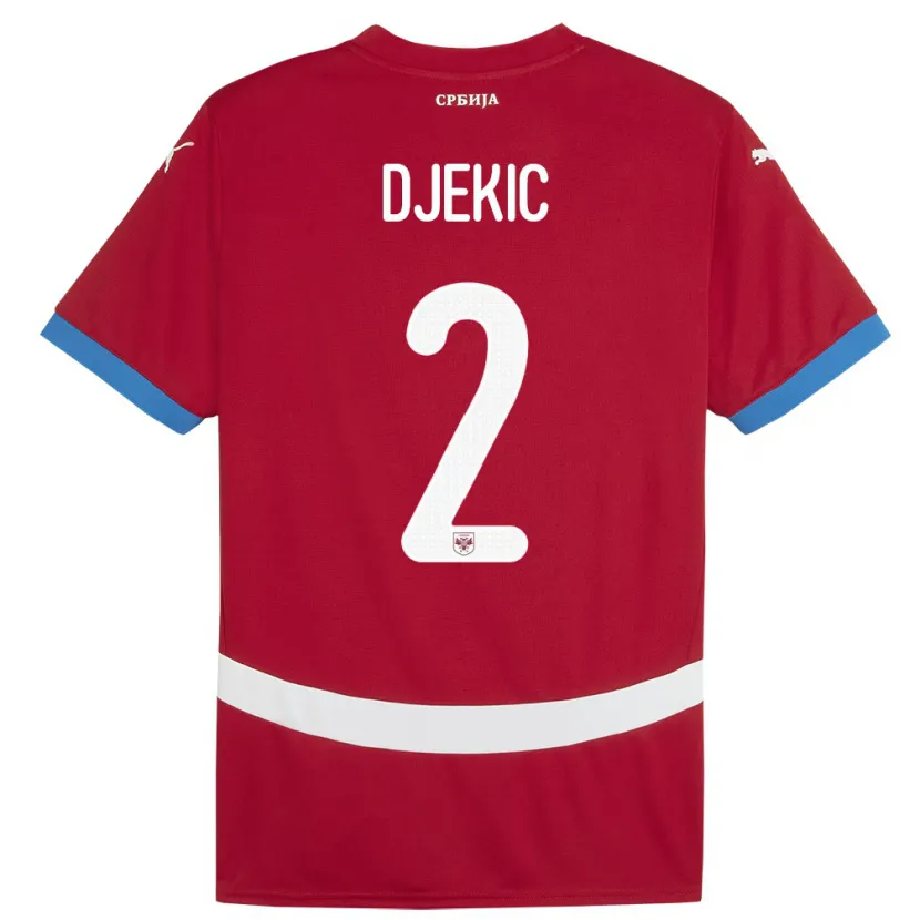 Danxen Niño Camiseta Serbia Djuro Giulio Djekic #2 Rojo 1ª Equipación 24-26 La Camisa México