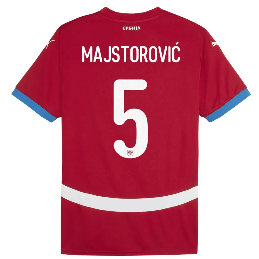 Danxen Niño Camiseta Serbia Milan Majstorovic #5 Rojo 1ª Equipación 24-26 La Camisa México