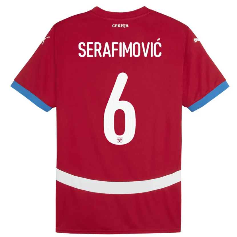 Danxen Niño Camiseta Serbia Vojin Serafimovic #6 Rojo 1ª Equipación 24-26 La Camisa México