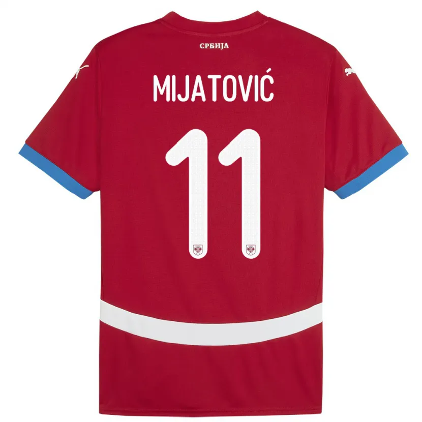 Danxen Niño Camiseta Serbia Jovan Mijatovic #11 Rojo 1ª Equipación 24-26 La Camisa México