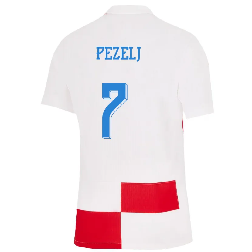 Danxen Niño Camiseta Croacia Petra Pezelj #7 Blanco Rojo 1ª Equipación 24-26 La Camisa México
