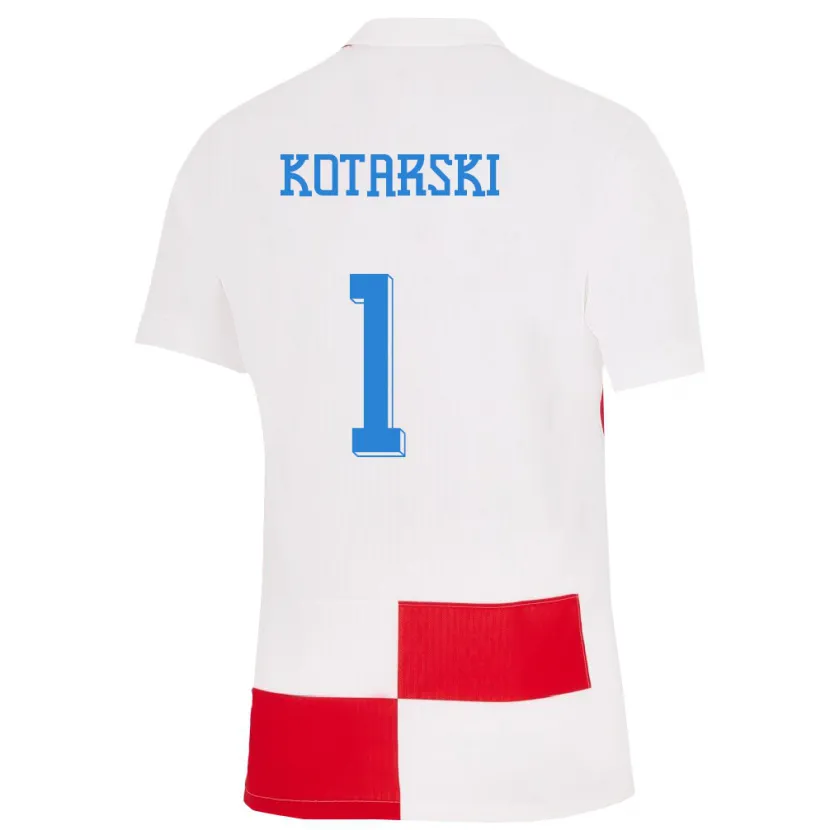 Danxen Niño Camiseta Croacia Dominik Kotarski #1 Blanco Rojo 1ª Equipación 24-26 La Camisa México