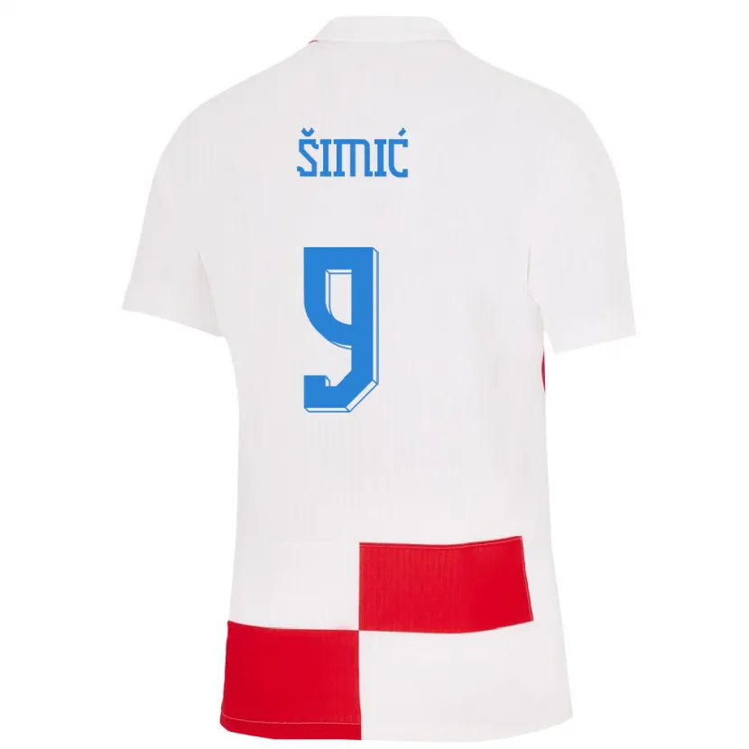 Danxen Niño Camiseta Croacia Roko Simic #9 Blanco Rojo 1ª Equipación 24-26 La Camisa México