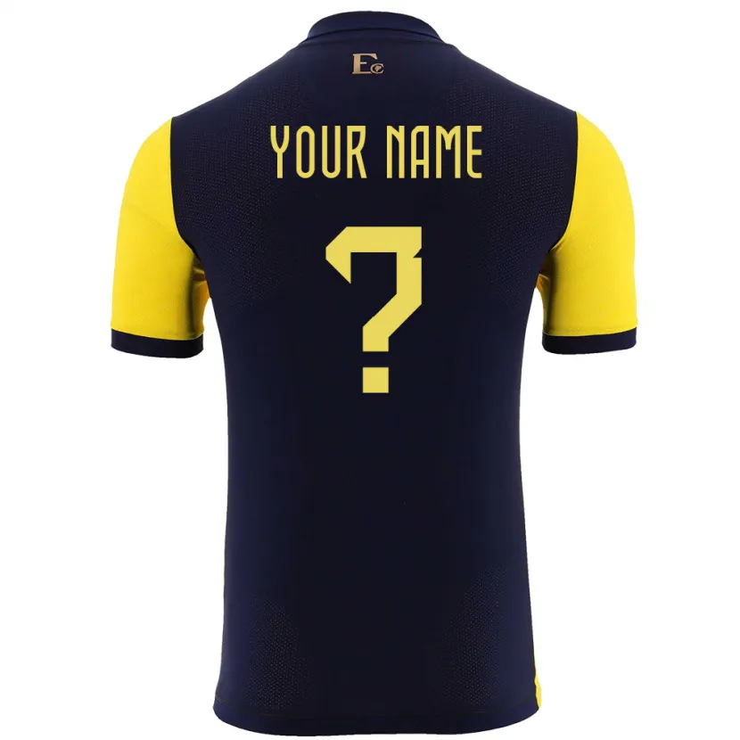 Danxen Niño Camiseta Ecuador Su Nombre #0 Amarillo 1ª Equipación 24-26 La Camisa México