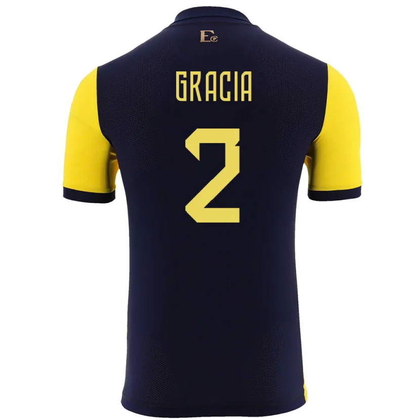 Danxen Niño Camiseta Ecuador Ericka Gracia #2 Amarillo 1ª Equipación 24-26 La Camisa México