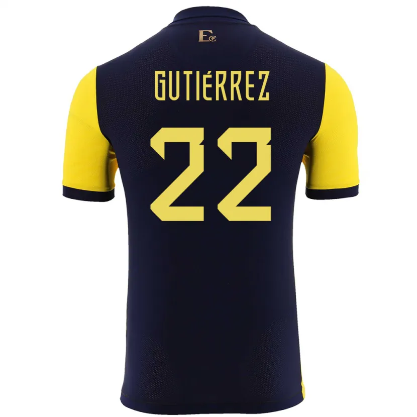 Danxen Niño Camiseta Ecuador Melanie Gutierrez #22 Amarillo 1ª Equipación 24-26 La Camisa México