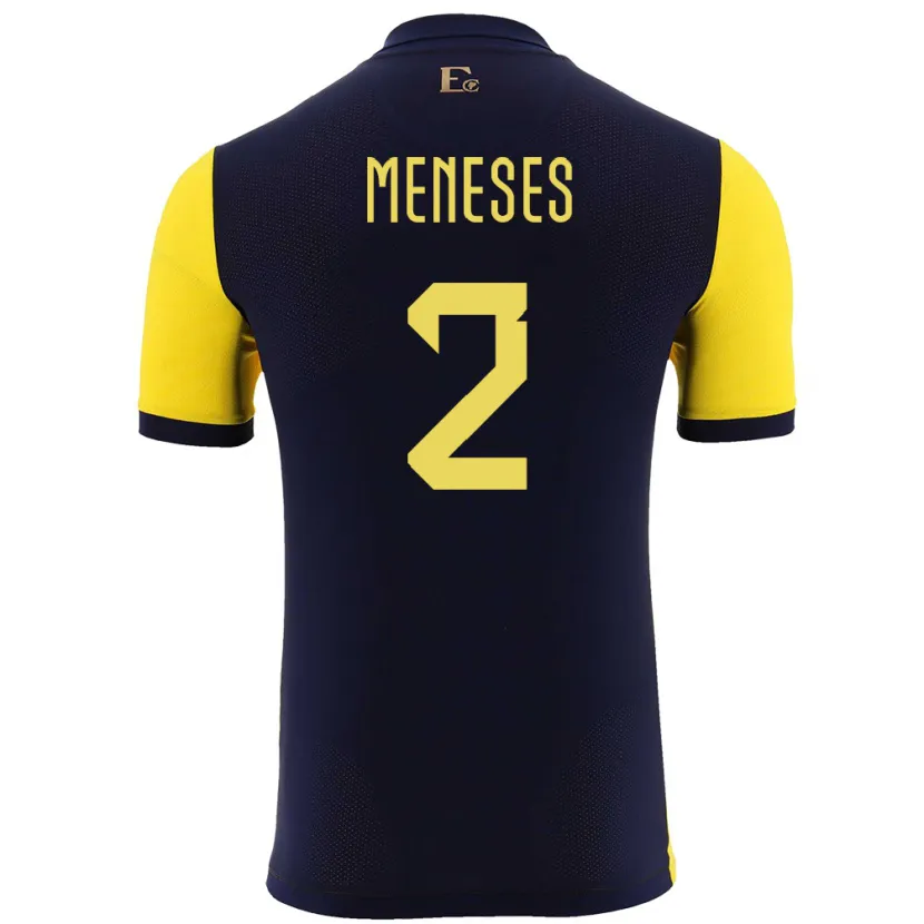 Danxen Niño Camiseta Ecuador Randy Meneses #2 Amarillo 1ª Equipación 24-26 La Camisa México