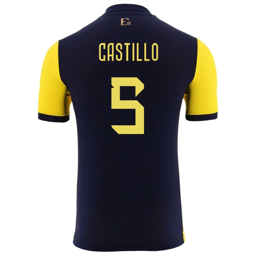Danxen Niño Camiseta Ecuador Denil Castillo #5 Amarillo 1ª Equipación 24-26 La Camisa México