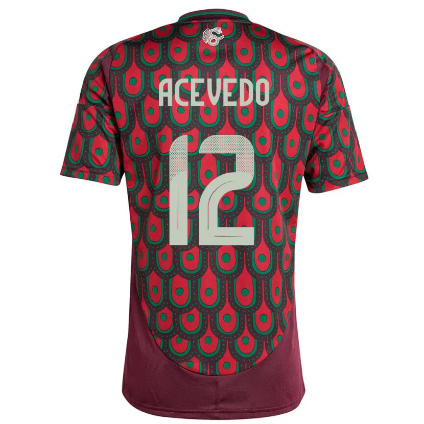 Danxen Niño Camiseta México Carlos Acevedo #12 Granate 1ª Equipación 24-26 La Camisa México