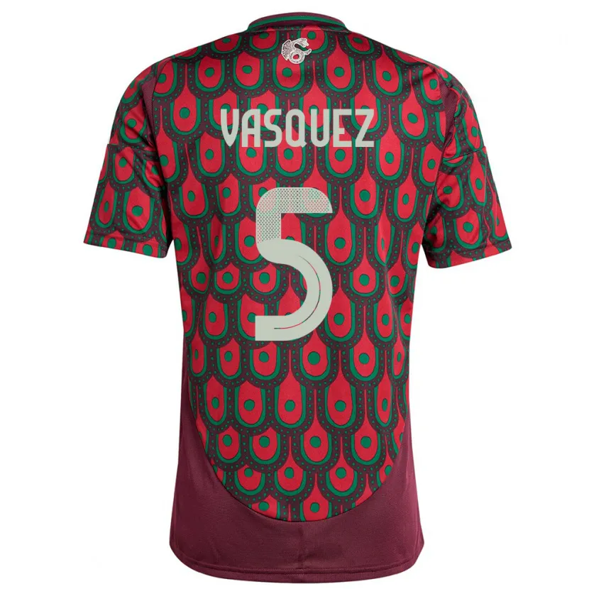 Danxen Niño Camiseta México Johan Vasquez #5 Granate 1ª Equipación 24-26 La Camisa México