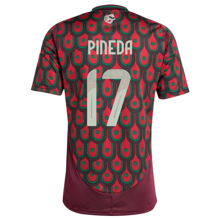 Danxen Niño Camiseta México Orbelin Pineda #17 Granate 1ª Equipación 24-26 La Camisa México