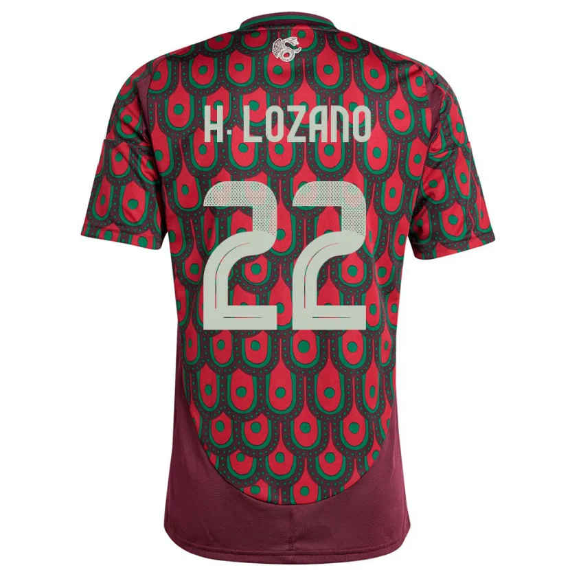 Danxen Niño Camiseta México Hirving Lozano #22 Granate 1ª Equipación 24-26 La Camisa México
