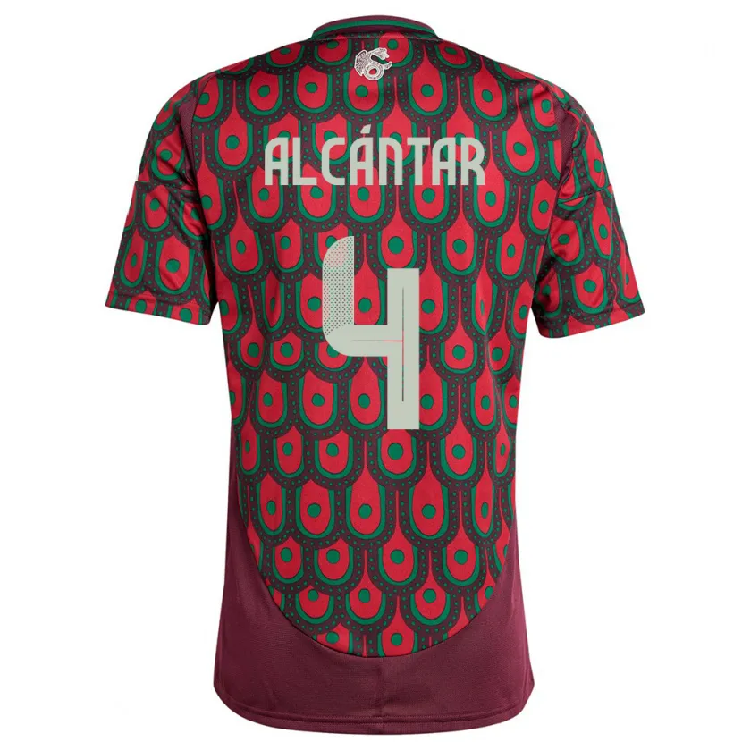 Danxen Niño Camiseta México Jesus Alcantar #4 Granate 1ª Equipación 24-26 La Camisa México